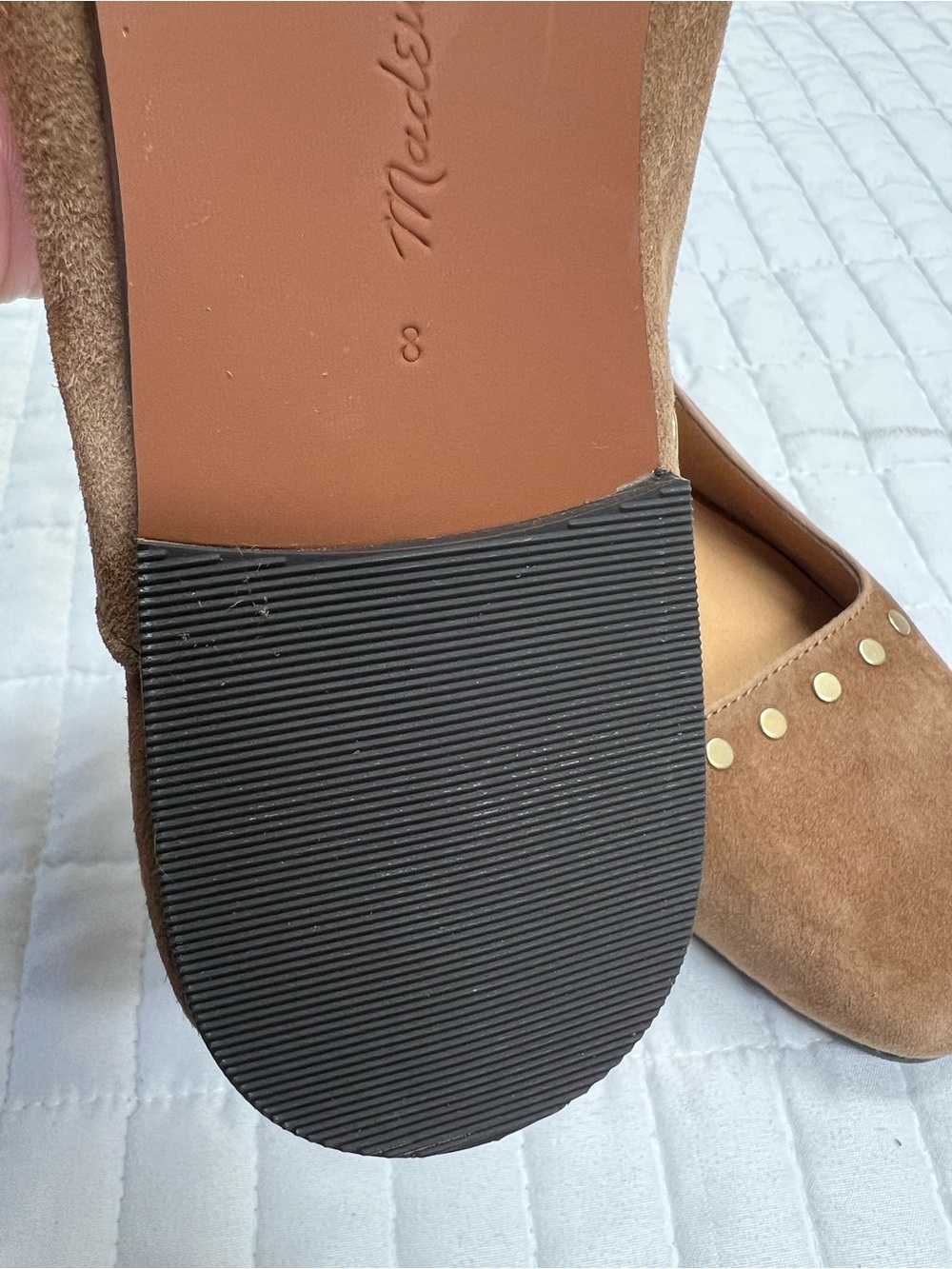 Madewell The Greta Ballet Flat Mule in Aged Cognac Suede Size 8 - Picture 11 of 11
